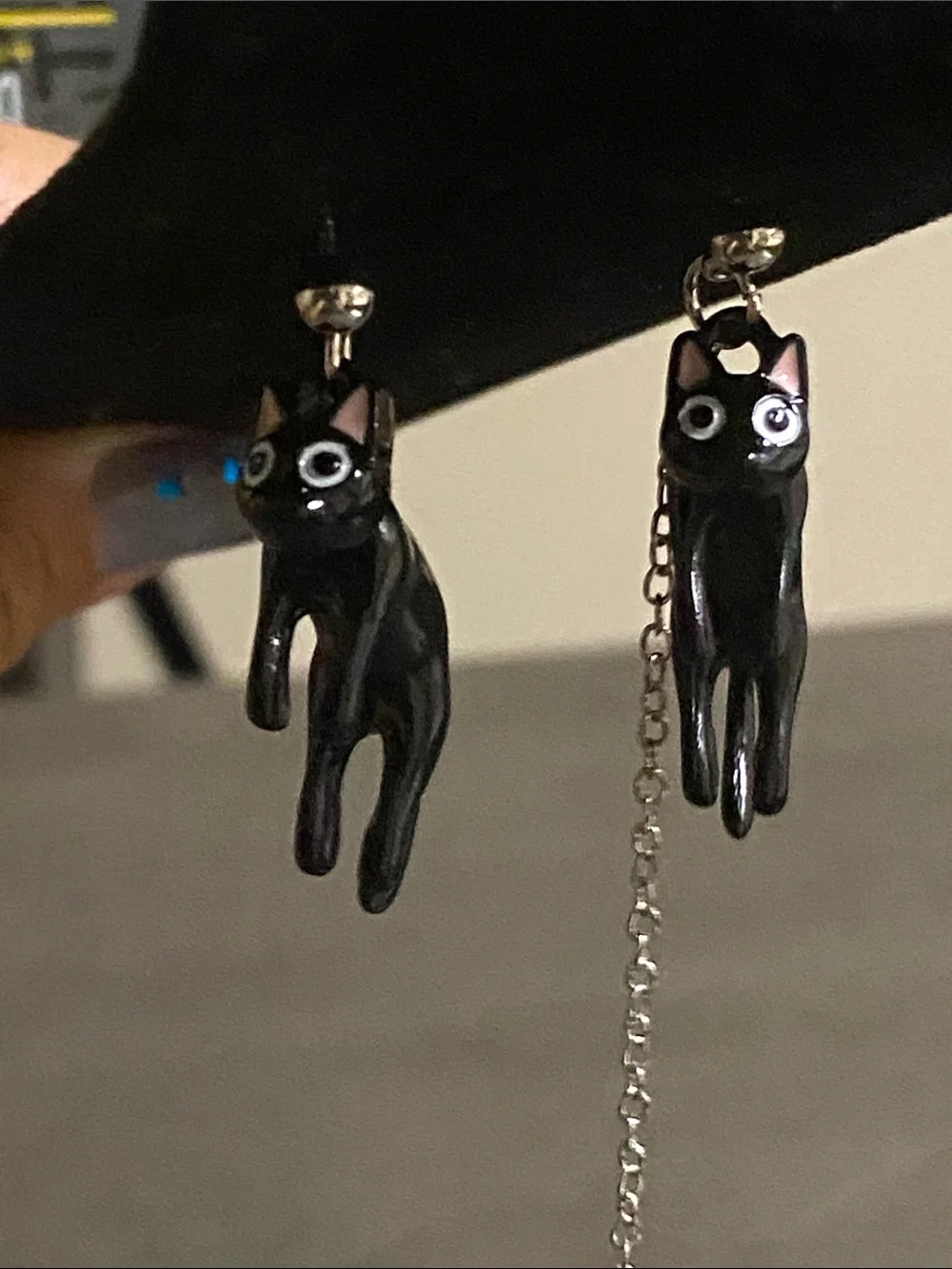 Black Cat Dangle Earrings